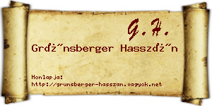 Grünsberger Hasszán névjegykártya
